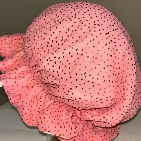 Pink & Gold Polka silk Bonnet - Picture 3 of 3
